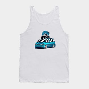 Blue Estima Previa Classic JDM Van Mountains Tank Top